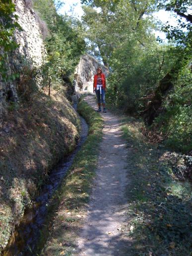 Wanderweg an Bisse/Suonnen (Waalweg) Mont d’Orge entlang - hier noch mit Wasser