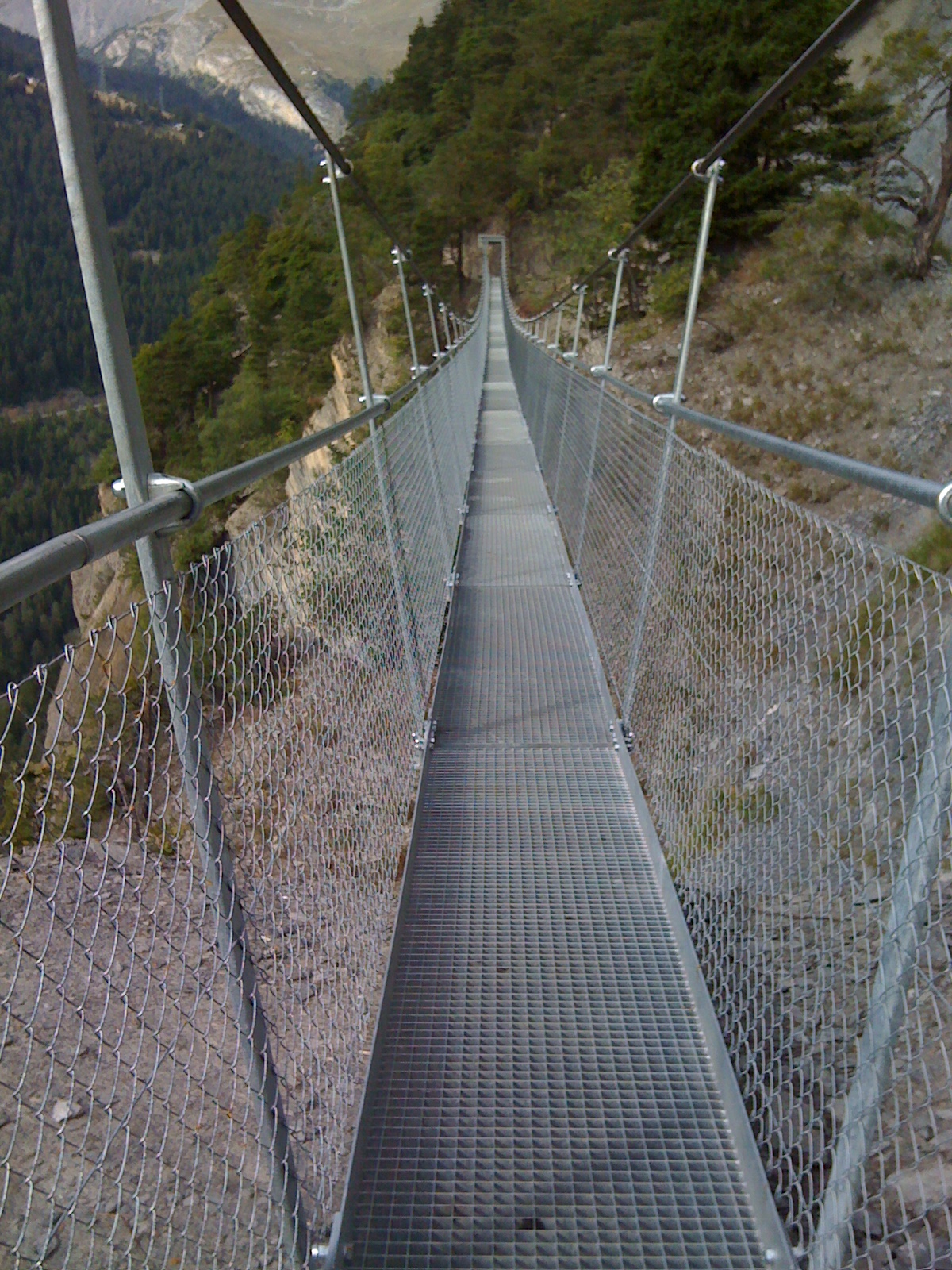 Die erste Hängebrücke - 98m lang - wer traut sich? 